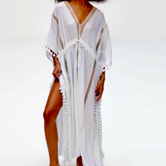 Michael Stars Farrah Caftan Maxi Dress in White - Picture 14 of 16